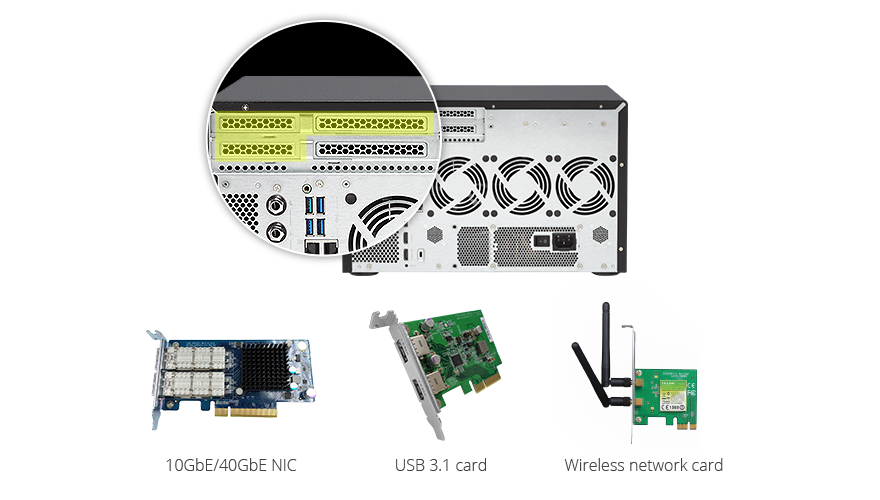 QNAP TVS-882BR - možnost rozšíření díky PCIe