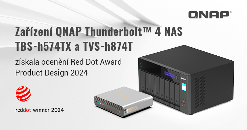 QNAP Thunderbolt4 NAS TBS-h574TX a TVS-h874T s oceněním Red Dot Award Product Design 2024