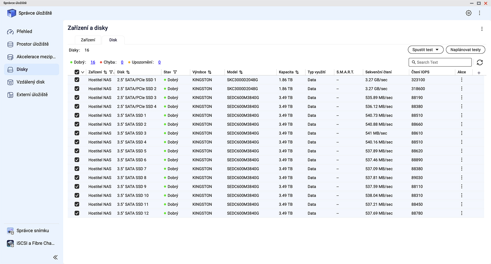 QNAP Správce úložiště - Disky QNAP Správce úložiště - Disky